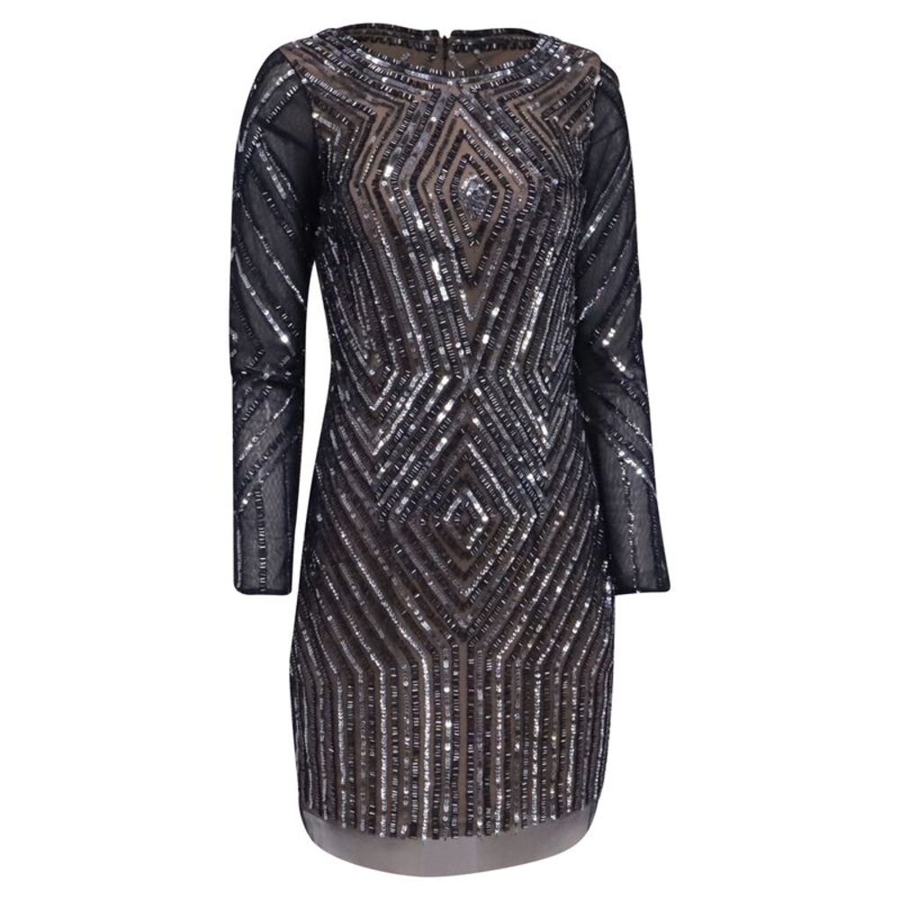 Adrianna Papell Long-Sleeve Beaded Cocktail Dress in Multicolor